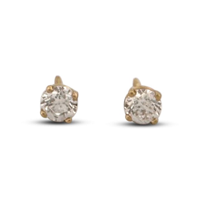 GSI Graded 1.23ctw Round Brilliant Natural Diamond Stud Earrings in 18k Yellow Gold