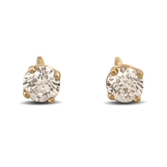 GSI Graded 1.23ctw Round Brilliant Natural Diamond Stud Earrings in 18k Yellow Gold