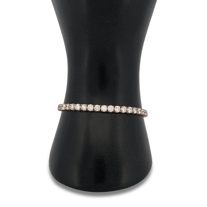 10.15ctw Round Brilliant Natural Diamond Tennis Bracelet in 14k Rose Gold