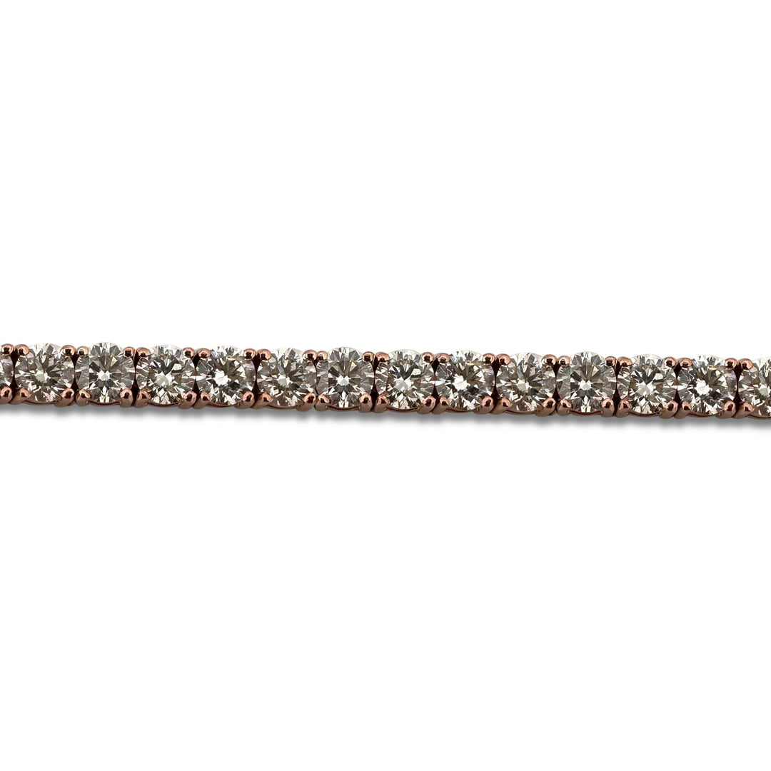10.15ctw Round Brilliant Natural Diamond Tennis Bracelet in 14k Rose Gold