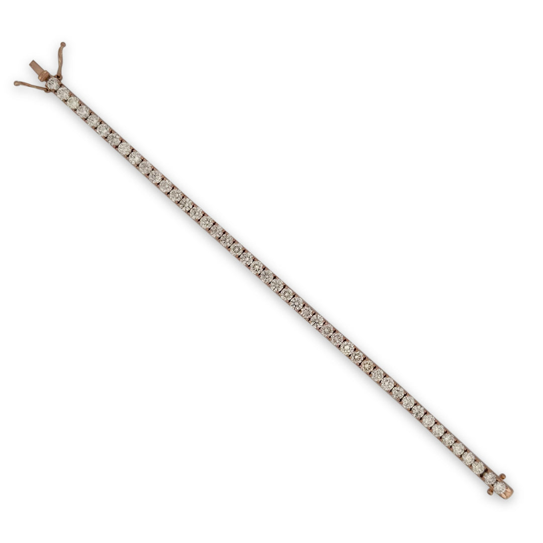 10.15ctw Round Brilliant Natural Diamond Tennis Bracelet in 14k Rose Gold
