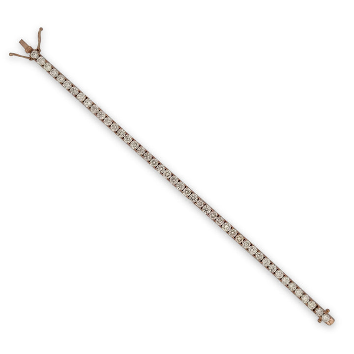 10.15ctw Round Brilliant Natural Diamond Tennis Bracelet in 14k Rose Gold