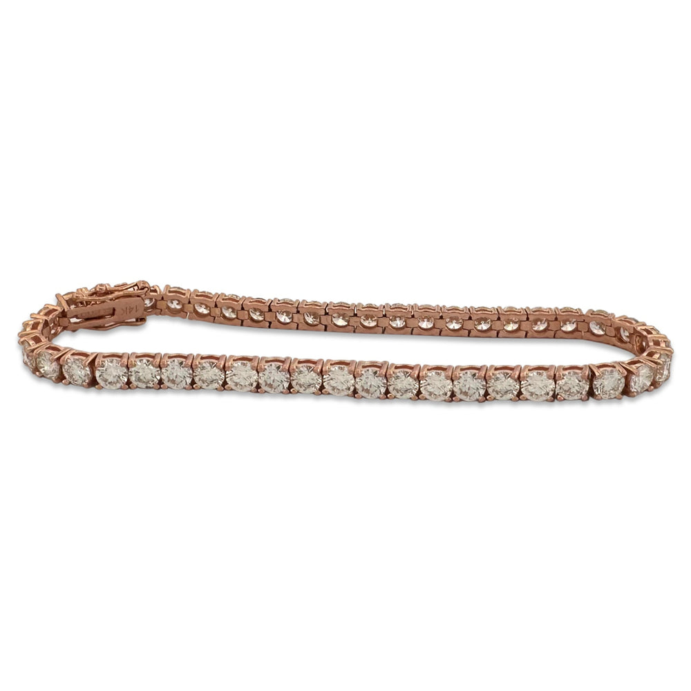 10.15ctw Round Brilliant Natural Diamond Tennis Bracelet in 14k Rose Gold
