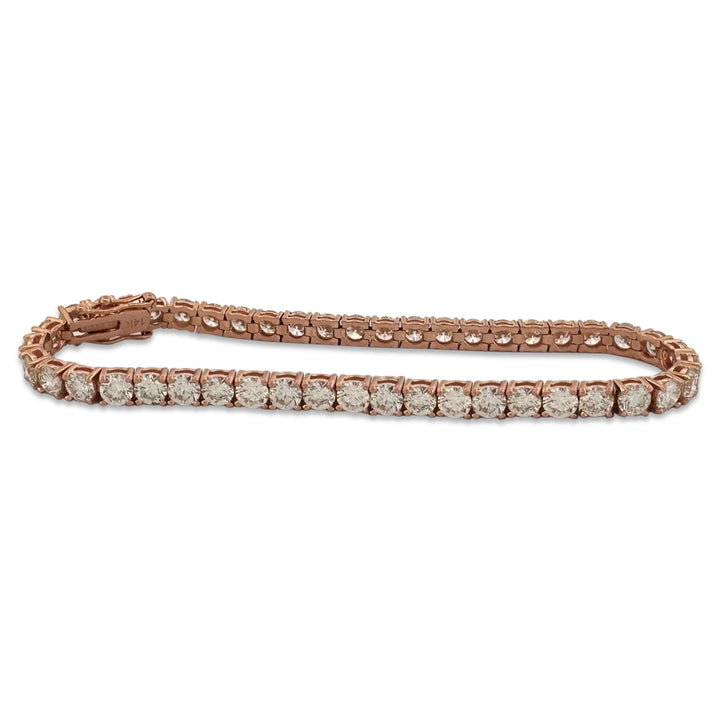 10.15ctw Round Brilliant Natural Diamond Tennis Bracelet in 14k Rose Gold