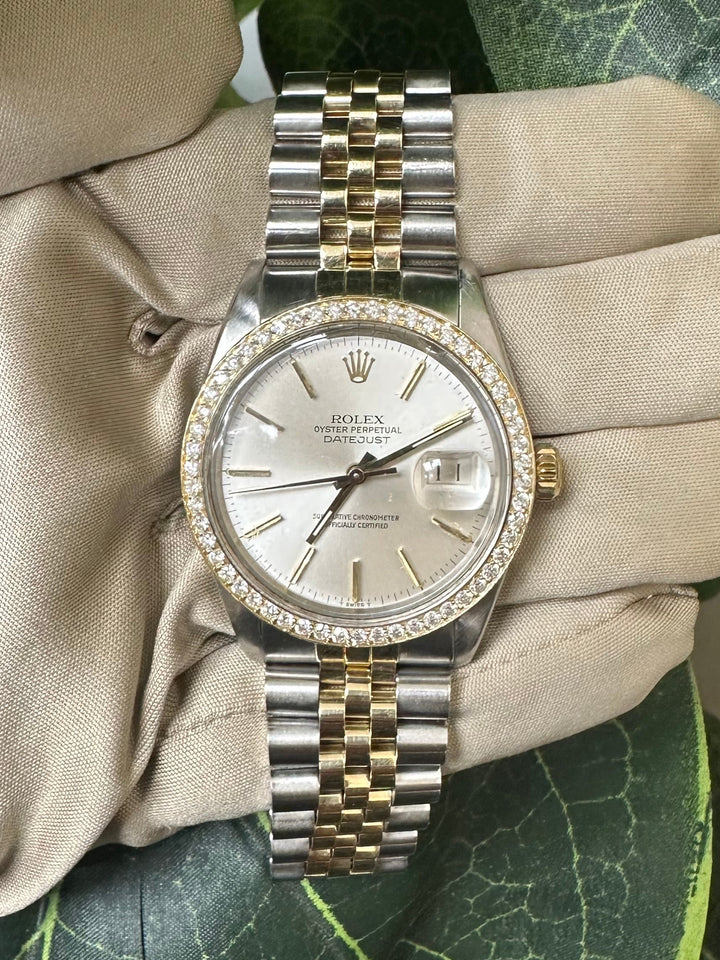 1978 Rolex Datejust 36mm Two-tone 18K Yellow Gold & Stainless Steel with Diamond Bezel Jubilee Bracelet Watch