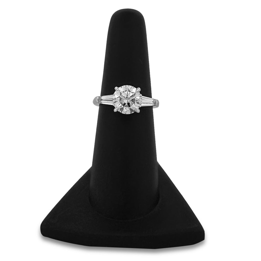 IGI Graded 2.53ctw Round Brilliant & Tapered Baguette 3-Stone Lab-Grown Diamond Engagement Ring in 14k White Gold
