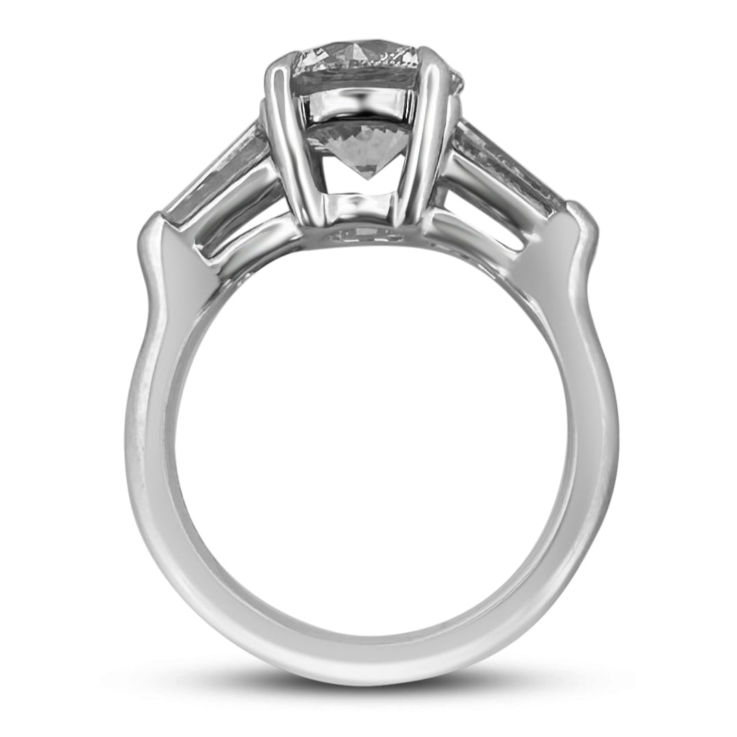 IGI Graded 2.53ctw Round Brilliant & Tapered Baguette 3-Stone Lab-Grown Diamond Engagement Ring in 14k White Gold