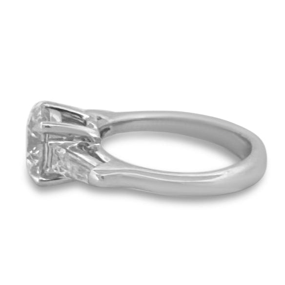 IGI Graded 2.53ctw Round Brilliant & Tapered Baguette 3-Stone Lab-Grown Diamond Engagement Ring in 14k White Gold