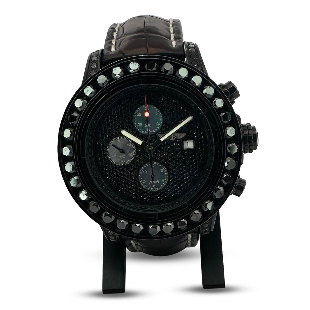 Breitling Super Avenger Chronograph 48mm With Black Diamonds Leather Strap Watch
