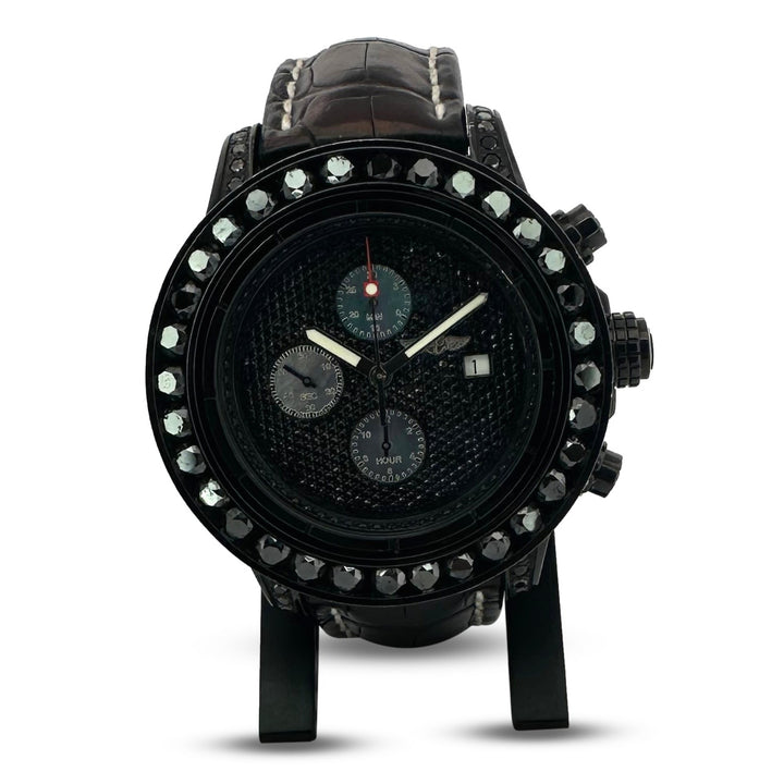 Breitling Super Avenger Chronograph 48mm With Black Diamonds Leather Strap Watch