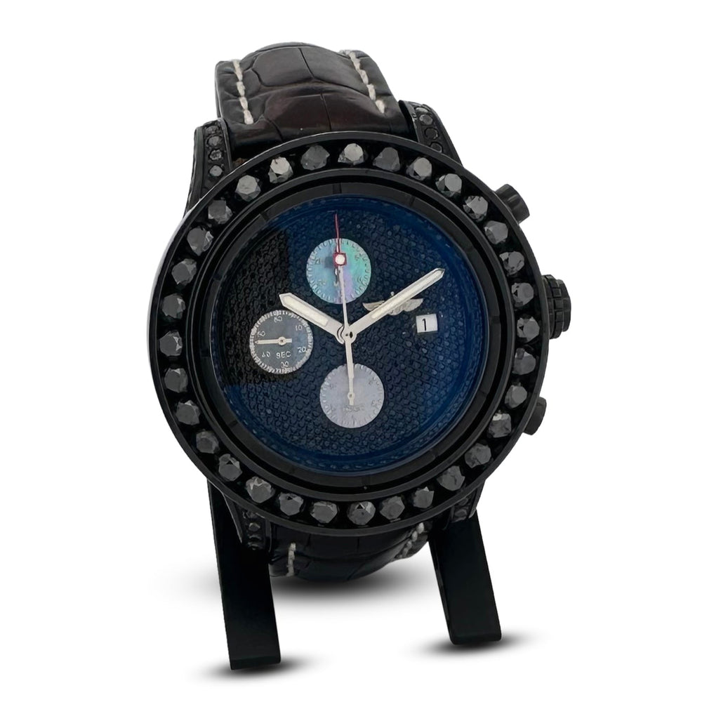 Breitling Super Avenger Chronograph 48mm With Black Diamonds Leather Strap Watch