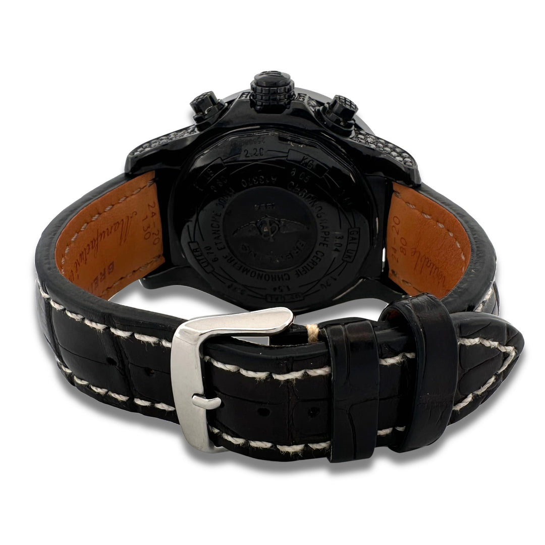 Breitling Super Avenger Chronograph 48mm With Black Diamonds Leather Strap Watch