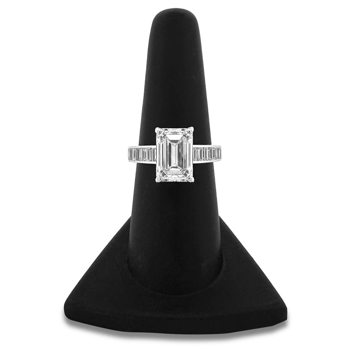 IGI Graded 4ct Emerald Cut & Baguette Lab-Grown Diamond Engagement Ring 14k White Gold