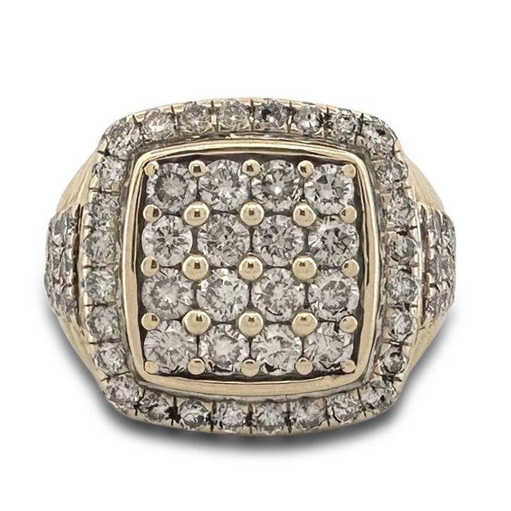 2.50ctw Round Brilliant Natural Diamond Men's Pavé Ring in 10k Yellow Gold