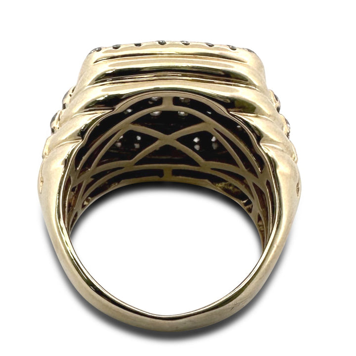 2.50ctw Round Brilliant Natural Diamond Men's Pavé Ring in 10k Yellow Gold