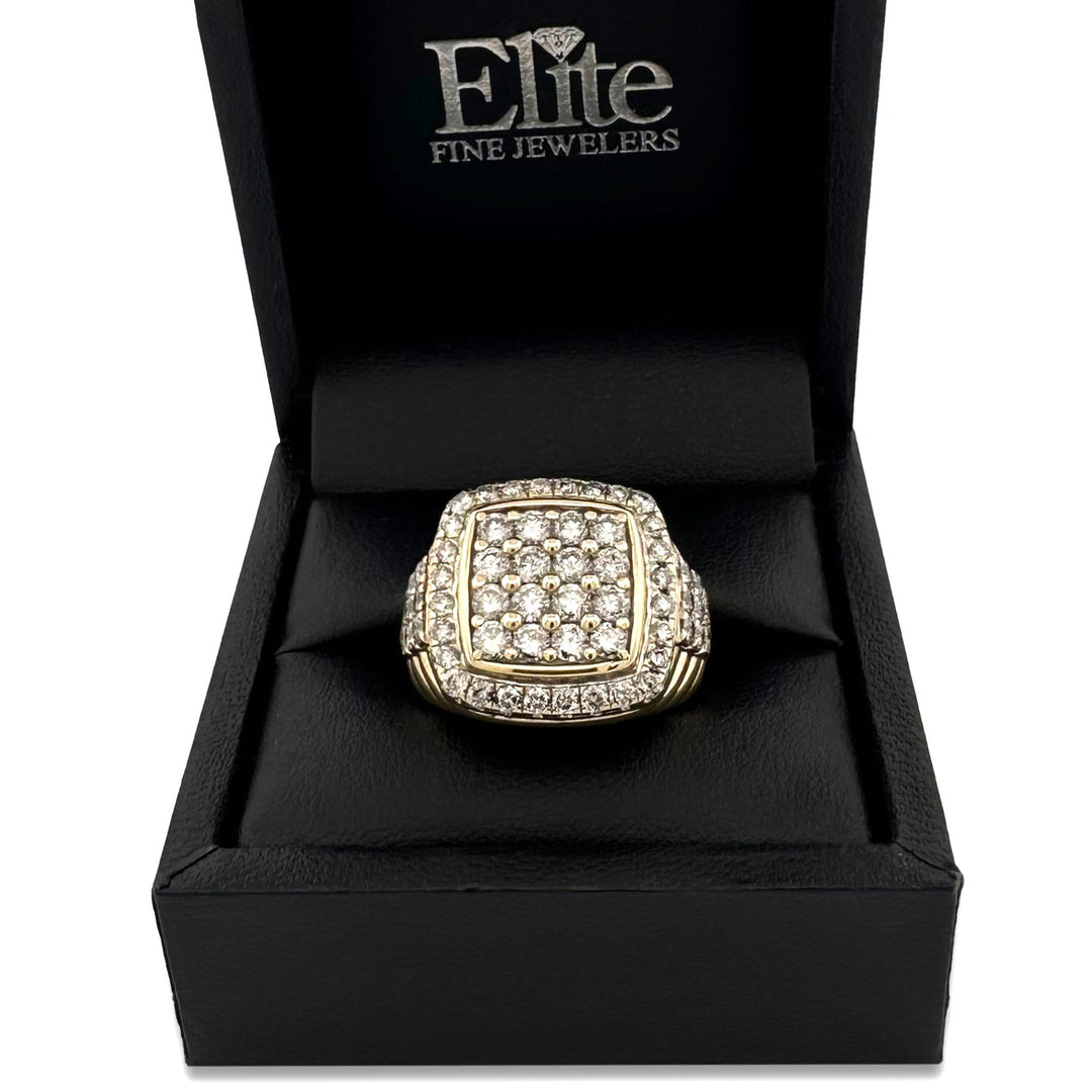 2.50ctw Round Brilliant Natural Diamond Men's Pavé Ring in 10k Yellow Gold