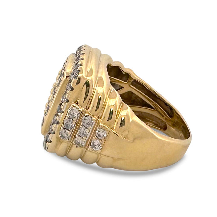 2.50ctw Round Brilliant Natural Diamond Men's Pavé Ring in 10k Yellow Gold