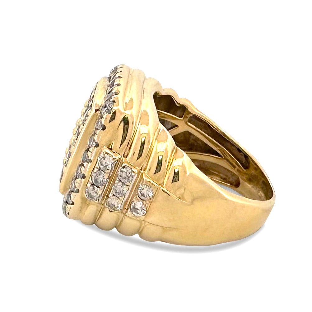2.50ctw Round Brilliant Natural Diamond Men's Pavé Ring in 10k Yellow Gold