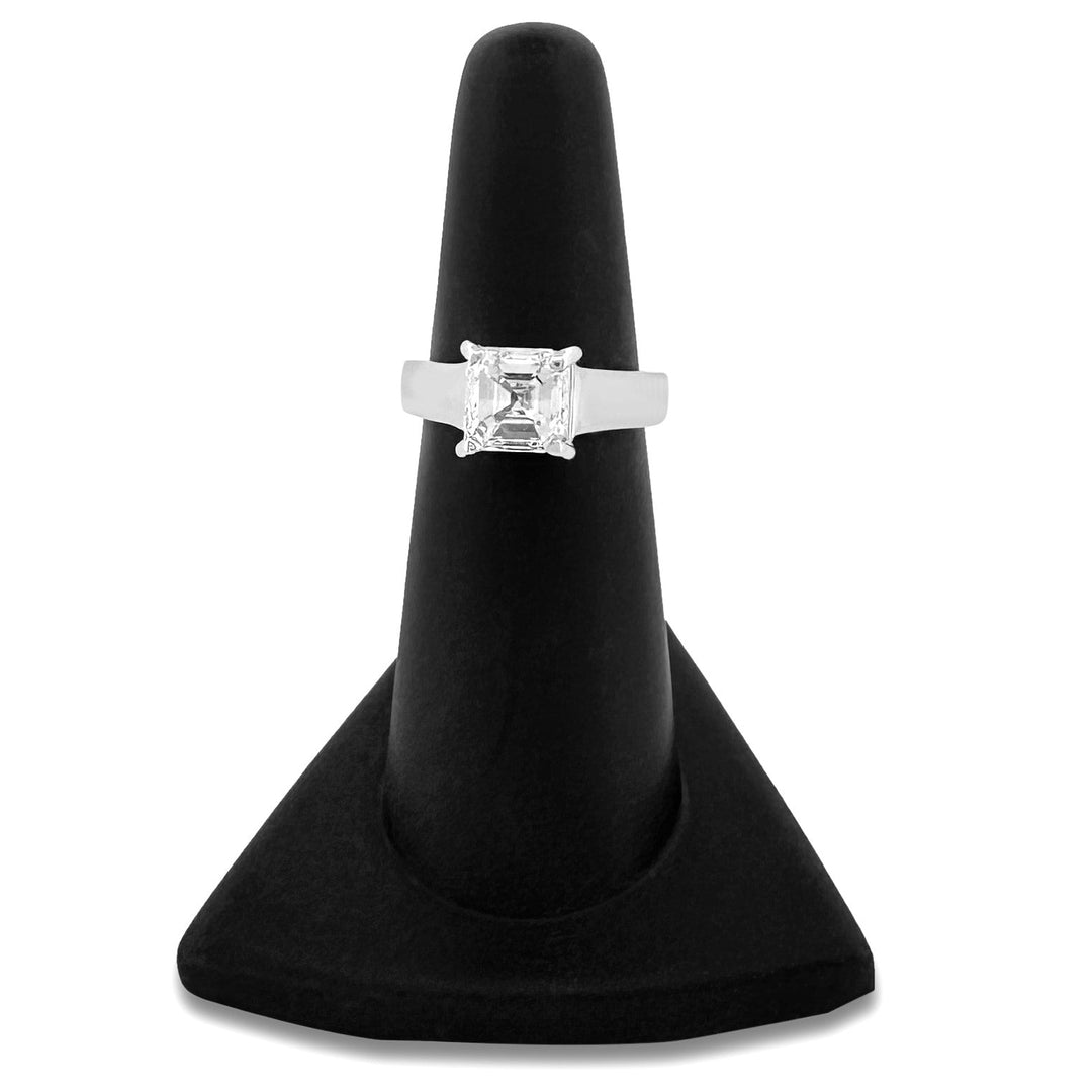 EGL Graded 2.00ct Asscher Cut Natural Diamond Solitaire Engagement Ring in 14k White Gold