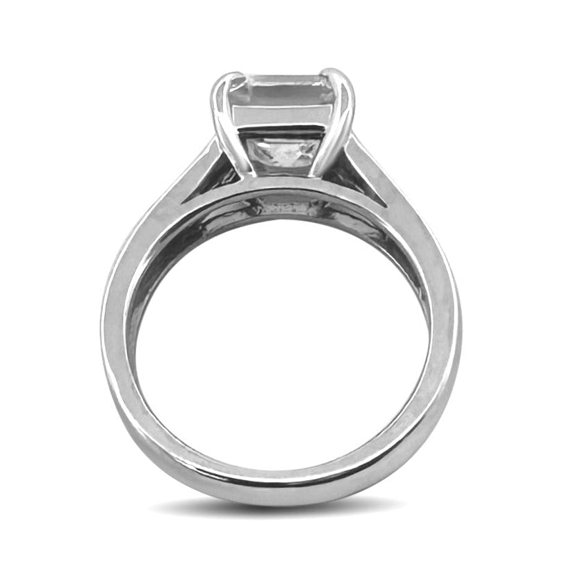 EGL Graded 2.00ct Asscher Cut Natural Diamond Solitaire Engagement Ring in 14k White Gold
