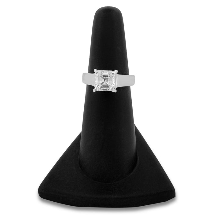 EGL Graded 2.00ct Asscher Cut Natural Diamond Solitaire Engagement Ring in 14k White Gold