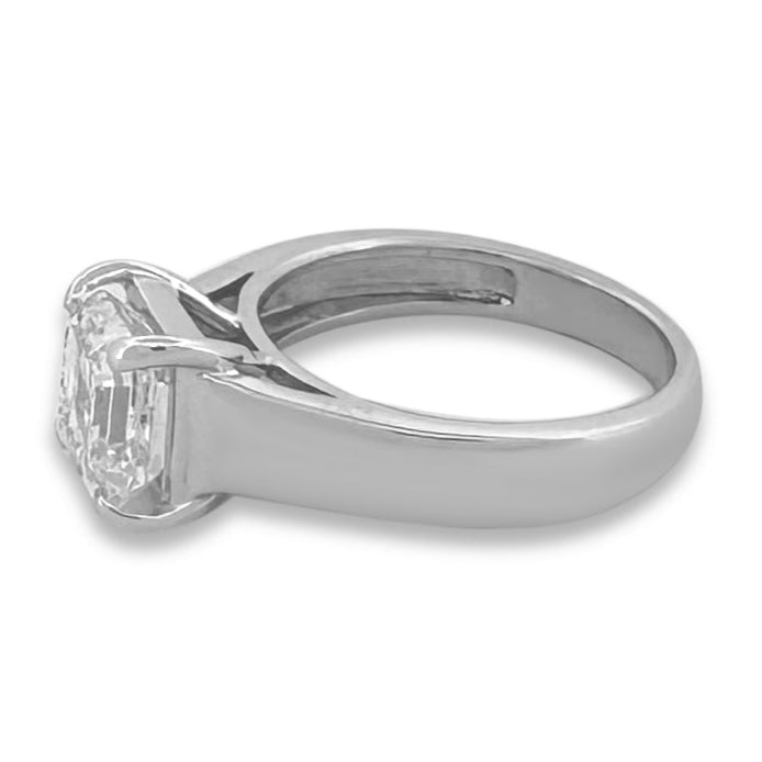 EGL Graded 2.00ct Asscher Cut Natural Diamond Solitaire Engagement Ring in 14k White Gold