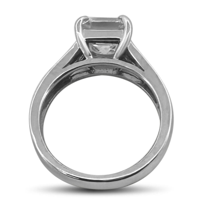 EGL Graded 2.00ct Asscher Cut Natural Diamond Solitaire Engagement Ring in 14k White Gold