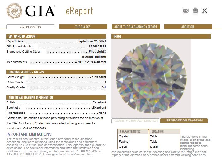 GIA Graded 1.50cts Round Brilliant Natural Diamond "First Light" Solitaire Engagement Ring in 14k White Gold