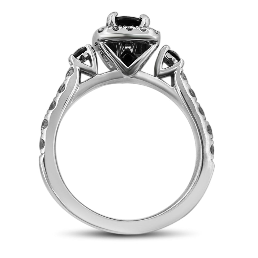 Round Blue Sapphire & Round Brilliant Natural Diamond Halo Engagement Ring in 14k White Gold by Vera Wang