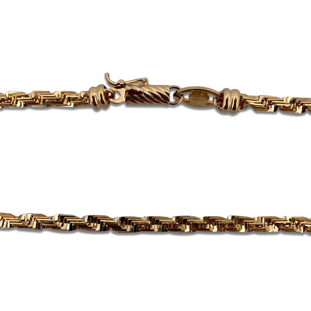 3mm Fancy Rope Chain 22" Necklace in 14k Yellow Gold