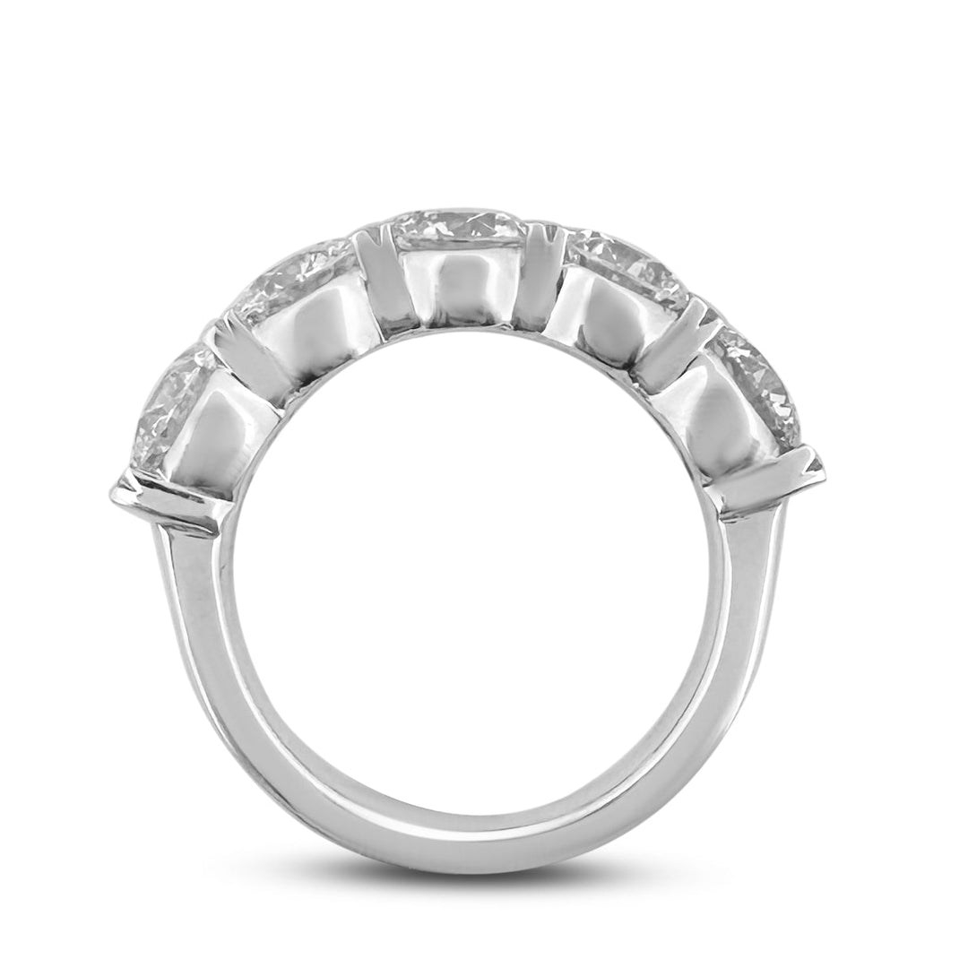 3.65ctw Round Brilliant Lab-Grown Diamond 5-Stone Wedding Band in 14k White Gold