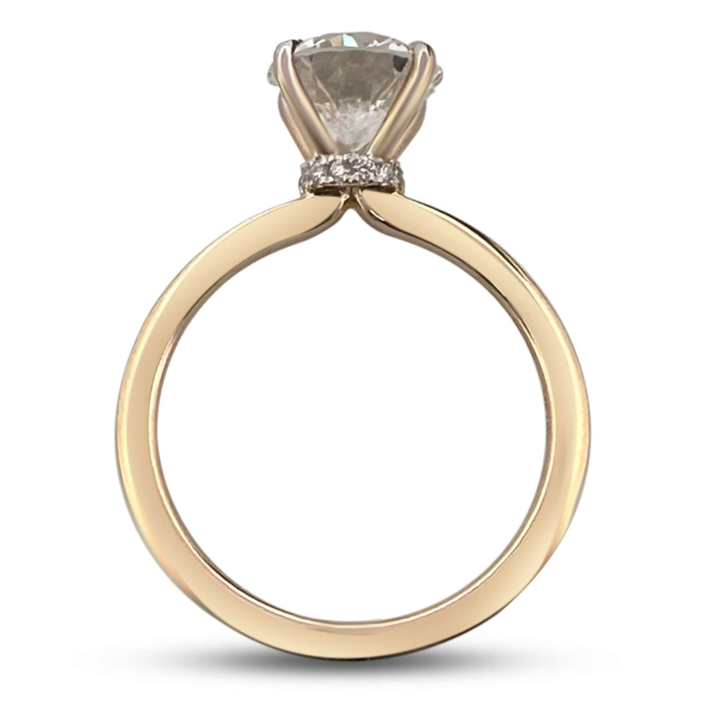 IGI Graded 2.05ctw Round Brilliant Lab-Grown Diamond Hidden Halo Engagement Ring in 14k Two-Tone Gold