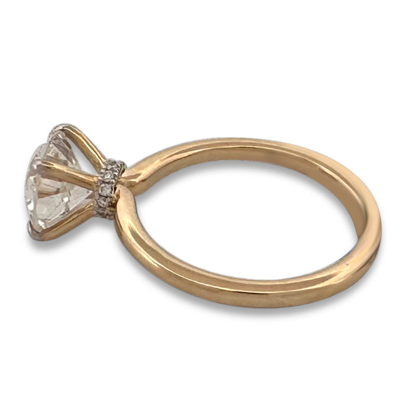 IGI Graded 2.05ctw Round Brilliant Lab-Grown Diamond Hidden Halo Engagement Ring in 14k Two-Tone Gold