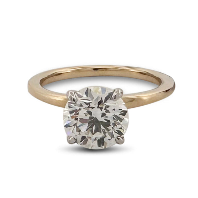 IGI Graded 2.05ctw Round Brilliant Lab-Grown Diamond Hidden Halo Engagement Ring in 14k Two-Tone Gold