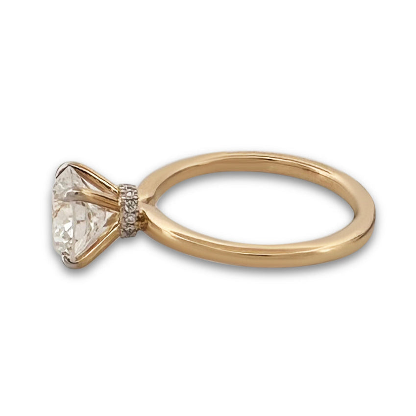 IGI Graded 2.05ctw Round Brilliant Lab-Grown Diamond Hidden Halo Engagement Ring in 14k Two-Tone Gold