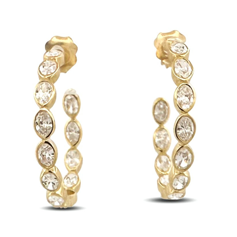 2.35ctw Oval Cut Lab-Grown Diamond Bezel-Set Inside-Out Hoop Earrings in 14k Yellow Gold