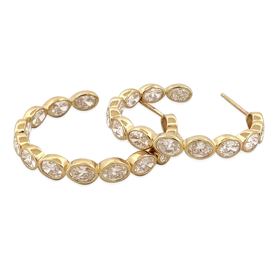 2.35ctw Oval Cut Lab-Grown Diamond Bezel-Set Inside-Out Hoop Earrings in 14k Yellow Gold