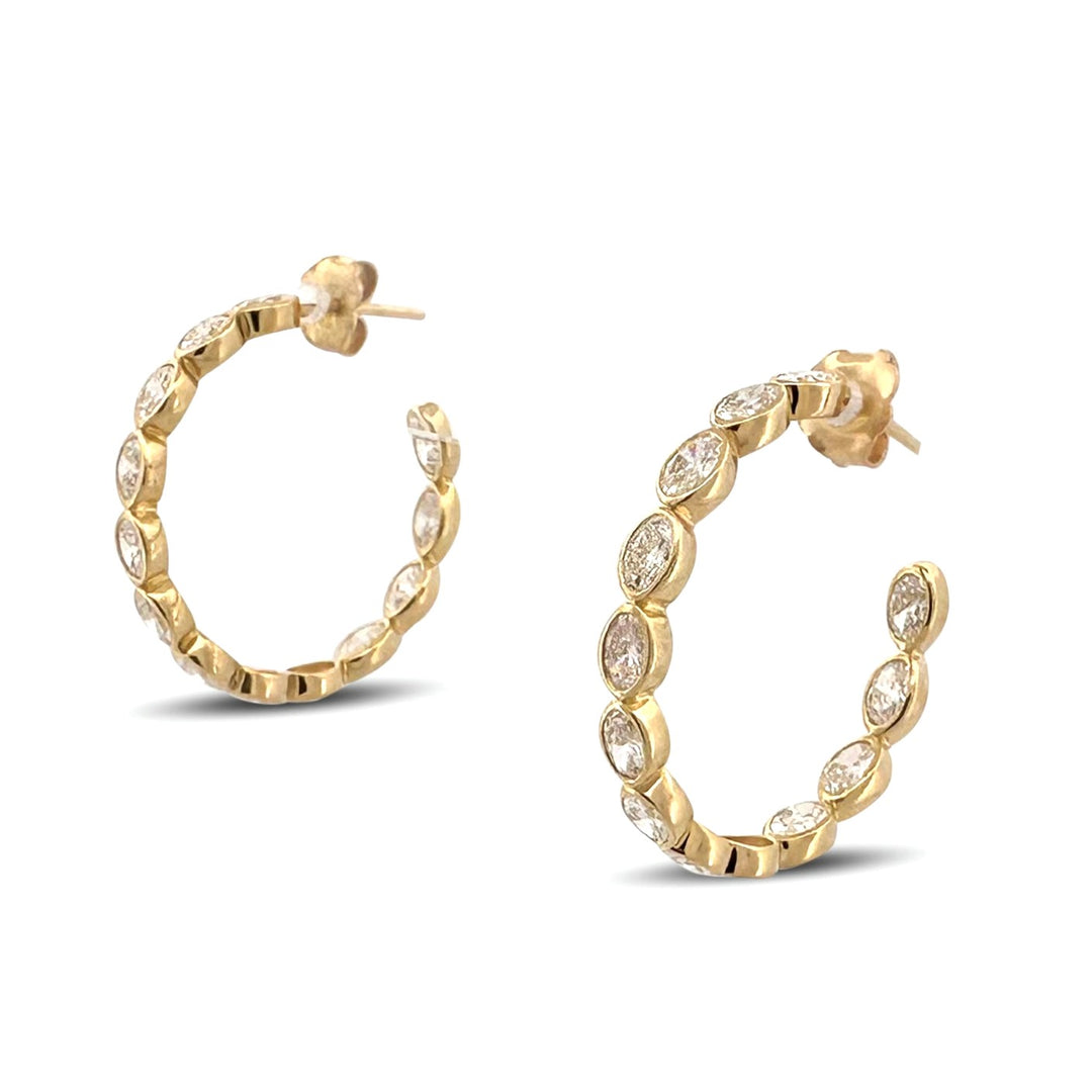 2.35ctw Oval Cut Lab-Grown Diamond Bezel-Set Inside-Out Hoop Earrings in 14k Yellow Gold