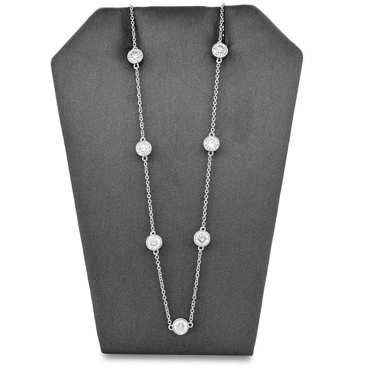 4.24ctw Round Brilliant Lab-Grown Diamonds by the Yard Station Necklace in 14k White Gold