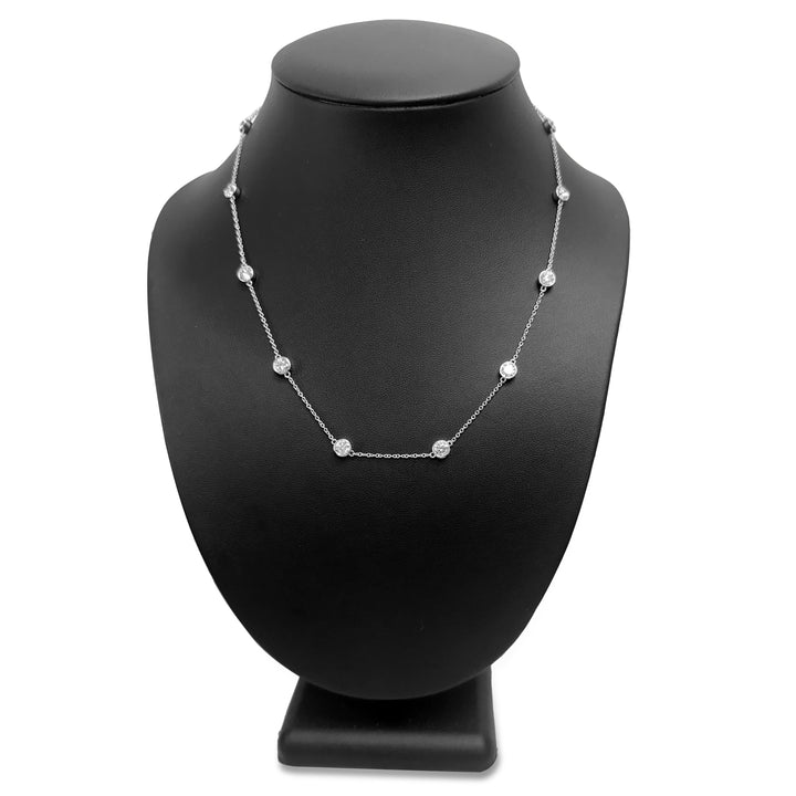 4.24ctw Round Brilliant Lab-Grown Diamonds by the Yard Station Necklace in 14k White Gold