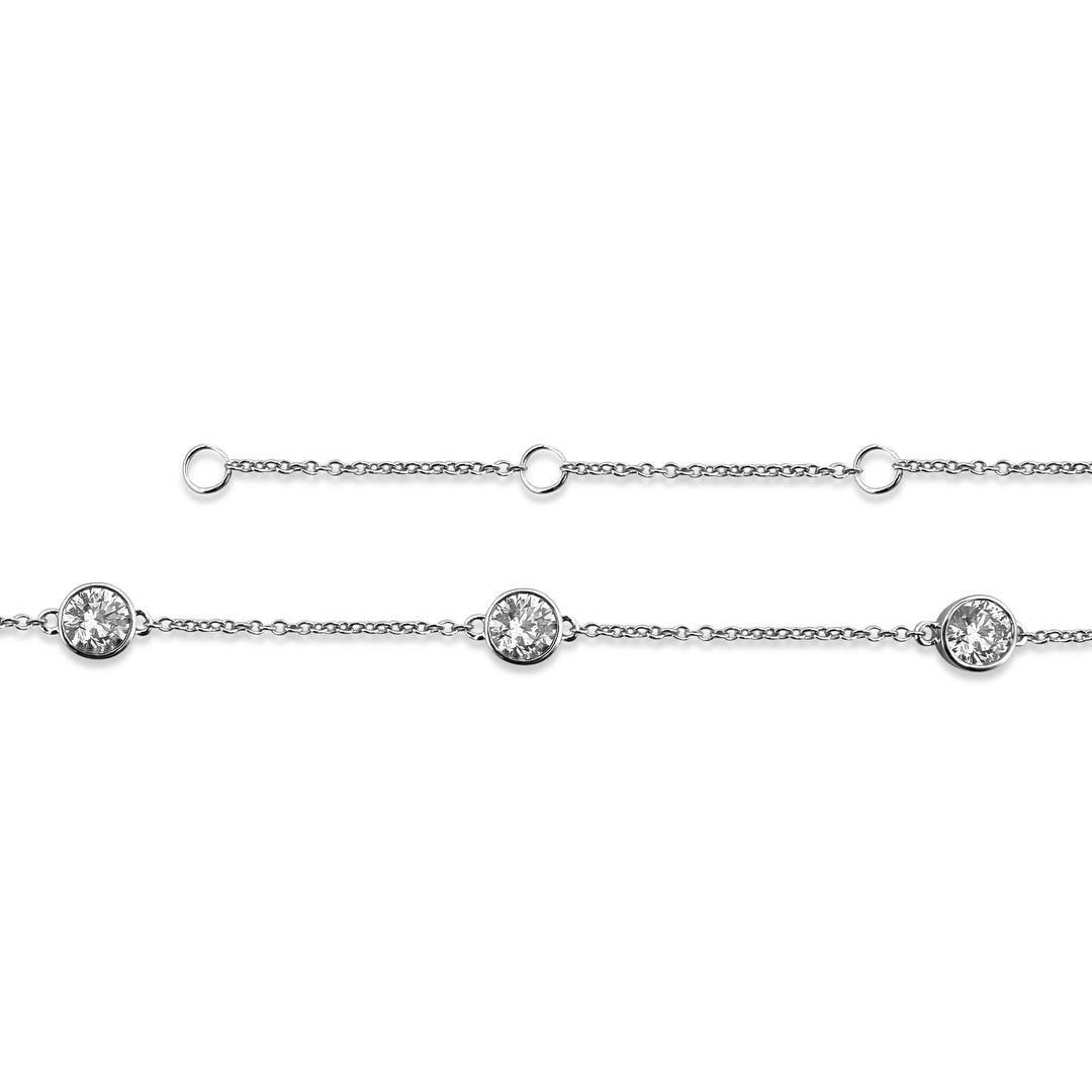 4.24ctw Round Brilliant Lab-Grown Diamonds by the Yard Station Necklace in 14k White Gold