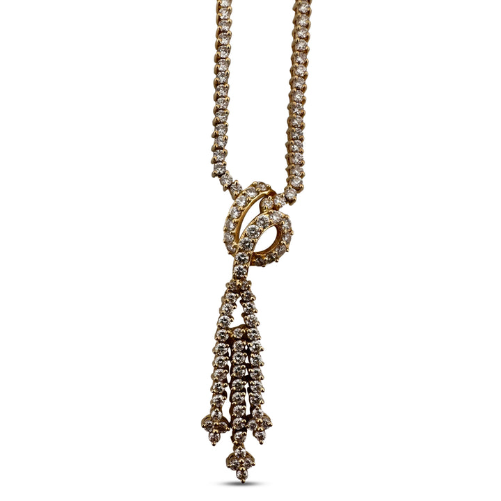 5ctw Round Brilliant Natural Diamond Knot & Dangle Necklace in 18k Yellow Gold