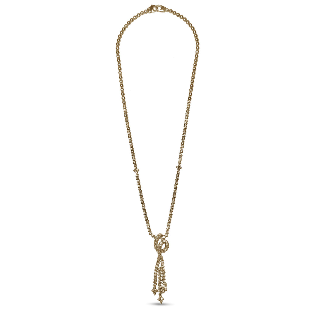 5ctw Round Brilliant Natural Diamond Knot & Dangle Necklace in 18k Yellow Gold