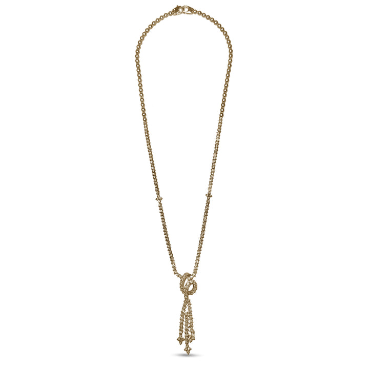 5ctw Round Brilliant Natural Diamond Knot & Dangle Necklace in 18k Yellow Gold