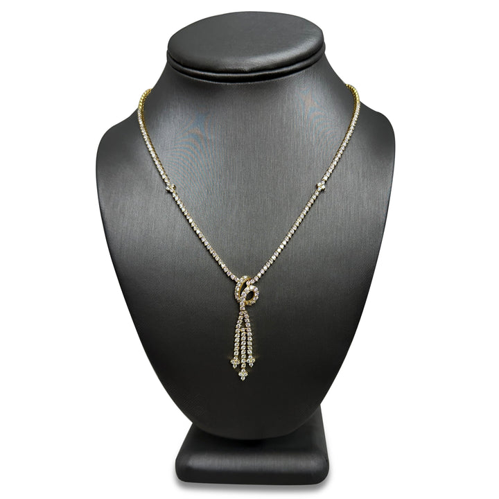 5ctw Round Brilliant Natural Diamond Knot & Dangle Necklace in 18k Yellow Gold