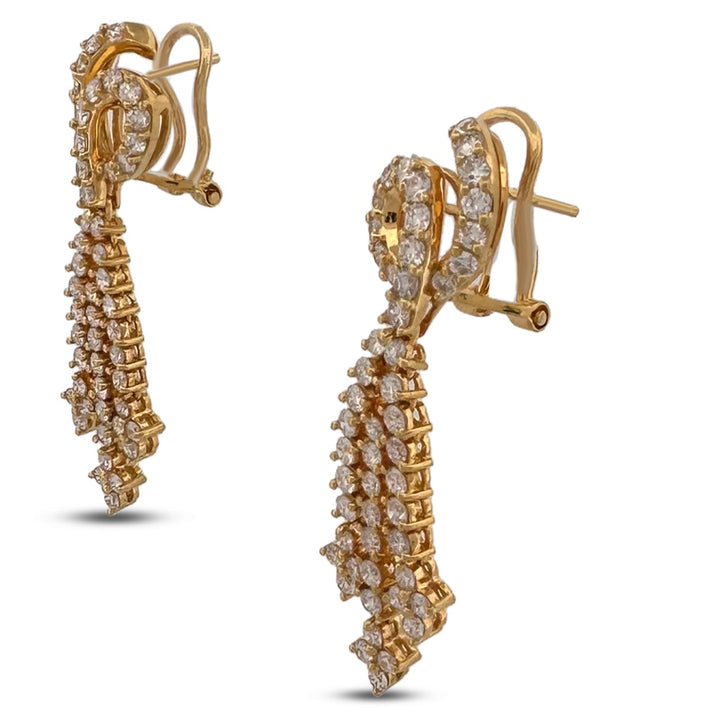 3ctw Round Brilliant Natural Diamond Knot & Dangle Earrings in 18k Yellow Gold