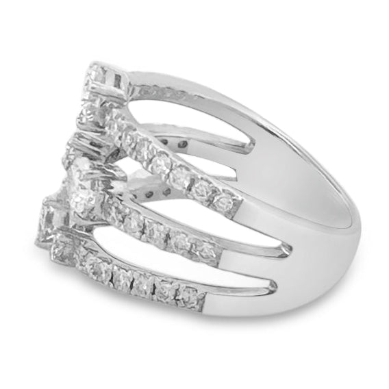 1.35ctw Pear, Emerald & Oval with Round Brilliants Lab-Grown Diamond 3-Stone Cocktail Ring 14k White Gold