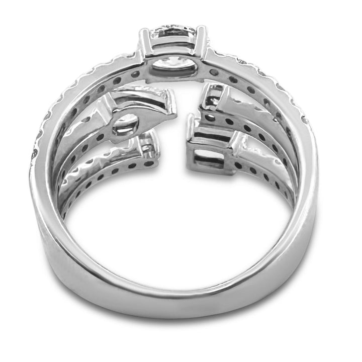 1.35ctw Pear, Emerald & Oval with Round Brilliants Lab-Grown Diamond 3-Stone Cocktail Ring 14k White Gold