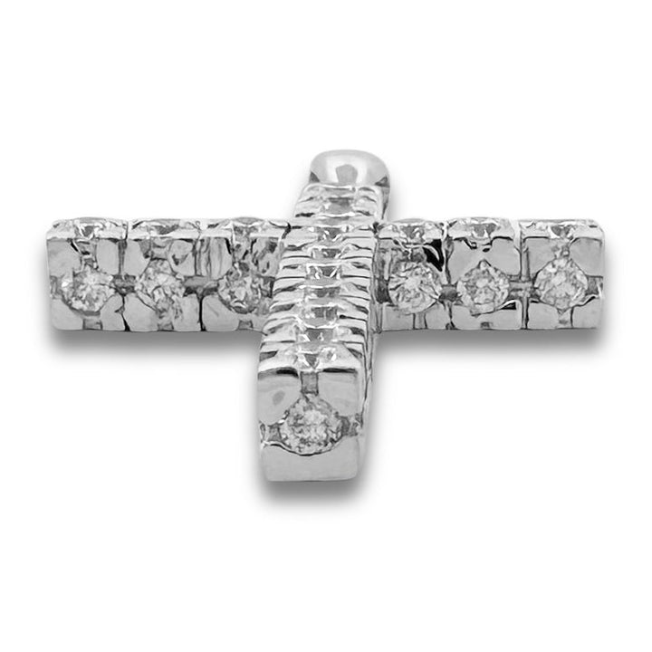 3.40ctw Round Brilliant Natural Diamond Cross Pendant in 14k White Gold