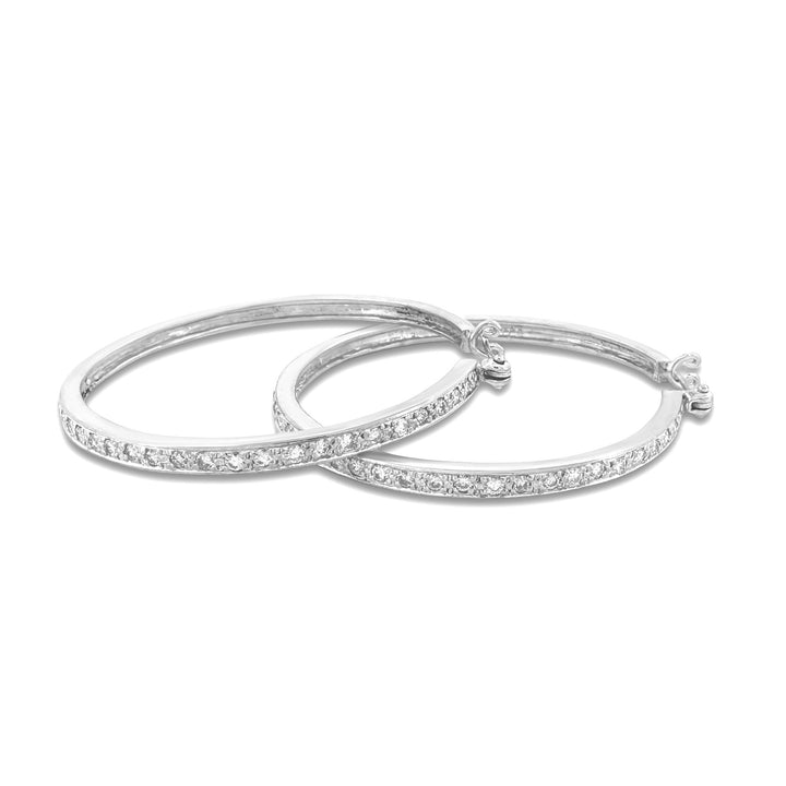 1.02ctw Round Brilliant Natural Diamond Hoop Earrings in 14k White Gold